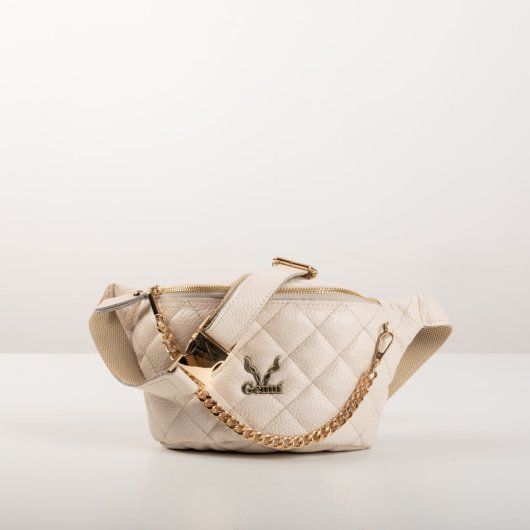 QUILTED BELT BAG IN CREAM-”MEDIUM”