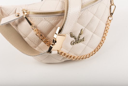 QUILTED BELT BAG IN CREAM-”MEDIUM”