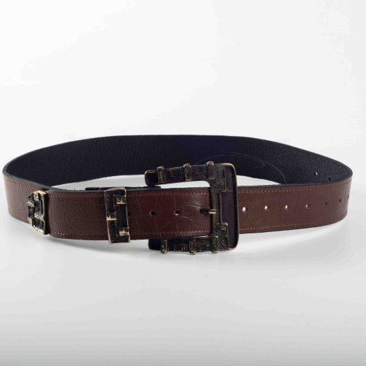 VINTAGE STYLE LEATHER BELT IN BROWN (BRONZE HARDWARE)