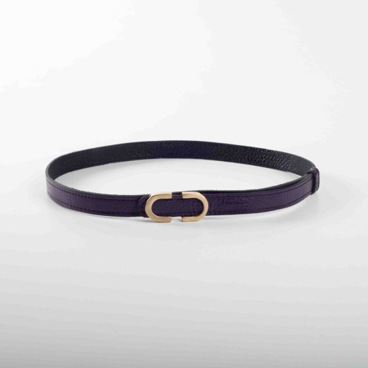 PURPLE LEATHER BELT WITH OVAL HARDWARE