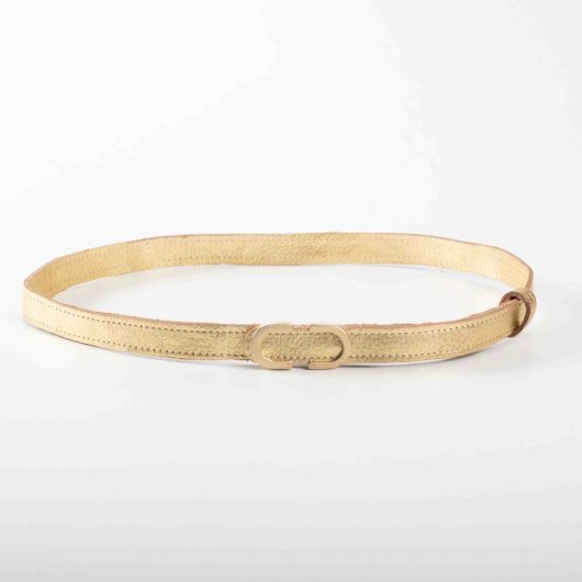 GOLDEN LEATHER BELT WITH OVAL HARDWARE