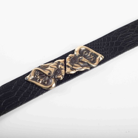 LEATHER BELT WITH BRONZE HARDWARE