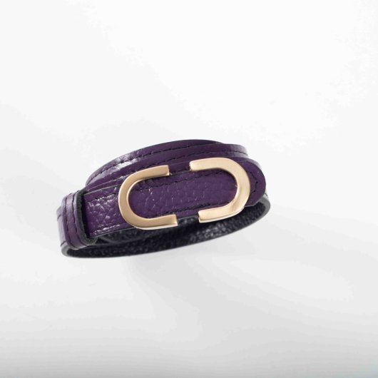 PURPLE LEATHER BELT WITH OVAL HARDWARE