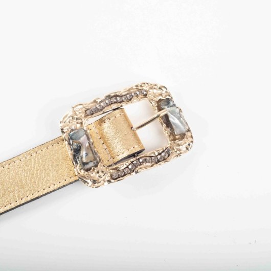 SHELL STRASS DETAILED BELT IN GOLD