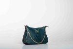 LEATHER SHOULDER BAG WITH CHAIN IN DARK GREEN