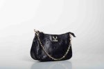 LEATHER SHOULDER BAG WITH CHAIN IN BLACK (LOGO)