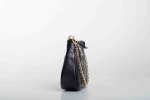 LEATHER SHOULDER BAG WITH CHAIN IN BLACK (LOGO)