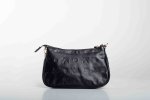 LEATHER SHOULDER BAG WITH CHAIN IN BLACK (LOGO)