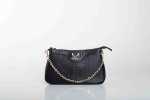 LEATHER SHOULDER BAG WITH CHAIN IN BLACK