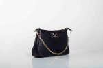 LEATHER SHOULDER BAG WITH CHAIN IN BLACK