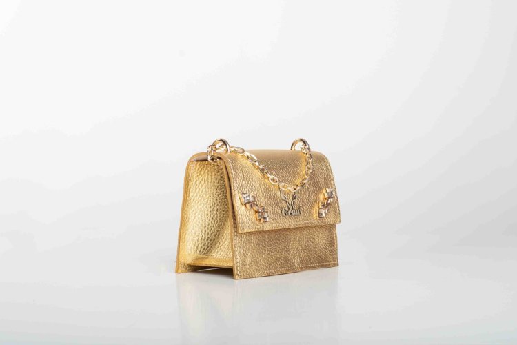 STRASS SHOULDER BAG IN GOLD
