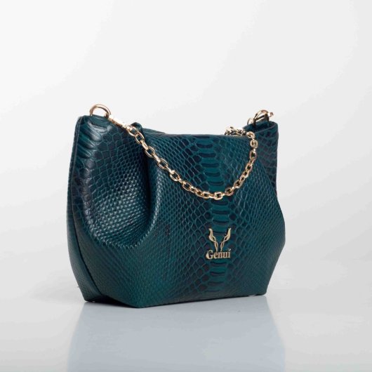 PLEATED LEATHER SHOULDER BAG ΙΝ DARK GREEN