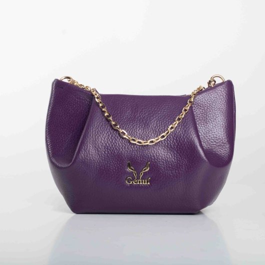 PLEATED LEATHER SHOULDER BAG IN PURPLE