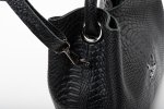 ROUND-HANDLE LEATHER BAG IN BLACK