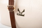 ROUND-HANDLE LEATHER BAG IN CREAM