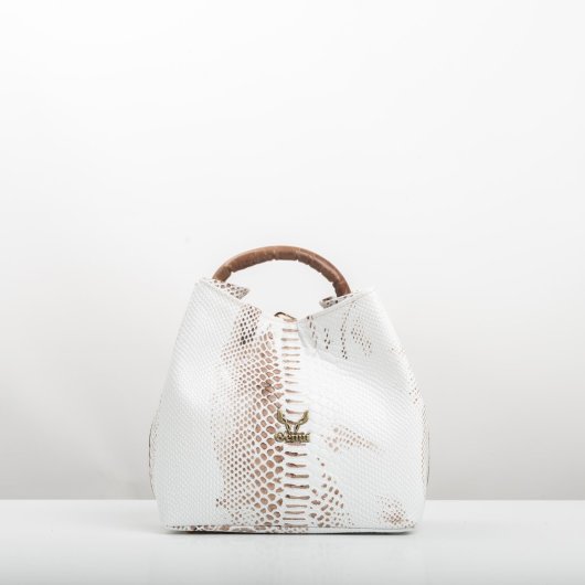 ROUND-HANDLE LEATHER BAG IN WHITE
