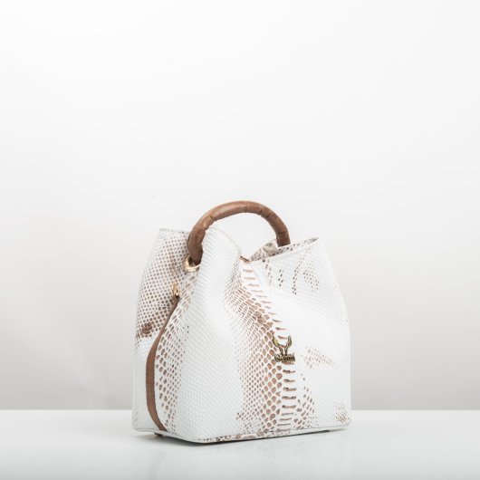 ROUND-HANDLE LEATHER BAG IN WHITE