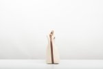 BAMBOO HANDLE LEATHER BAG IN CREAM