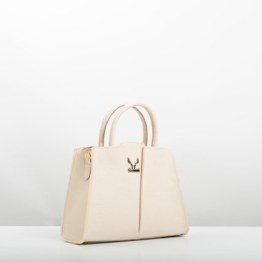 V LEATHER BAG IN CREAM