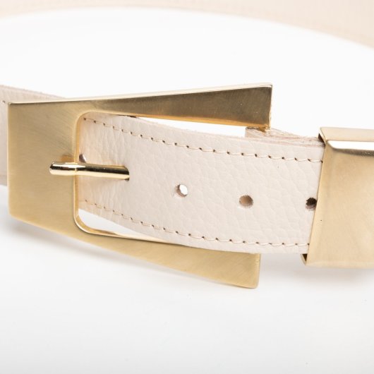 VINTAGE STYLE LEATHER BELT IN CREAM