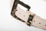 VINTAGE STYLE LEATHER BELT IN BEIGE (BRONZE HARDWARE)