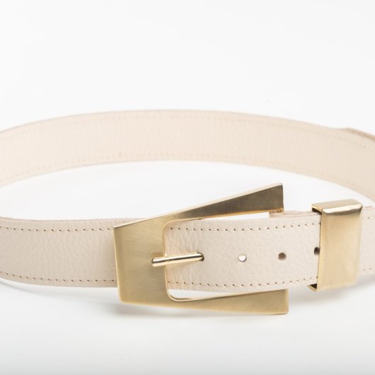 VINTAGE STYLE LEATHER BELT IN CREAM