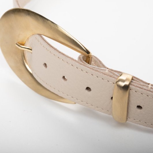 VINTAGE STYLE LEATHER BELT IN CREAM