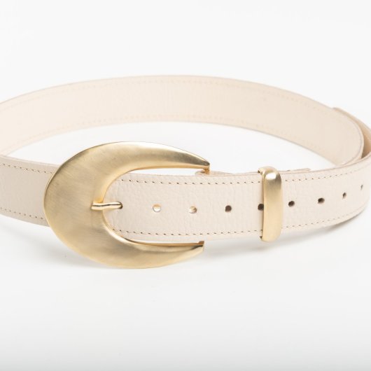 VINTAGE STYLE LEATHER BELT IN CREAM