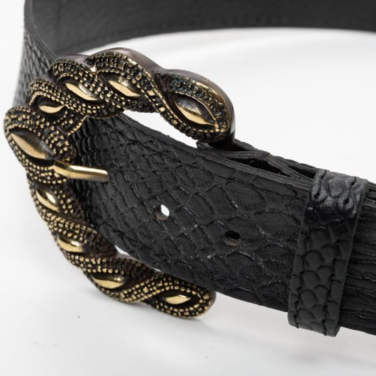 VINTAGE STYLE LEATHER BELT IN BLACK