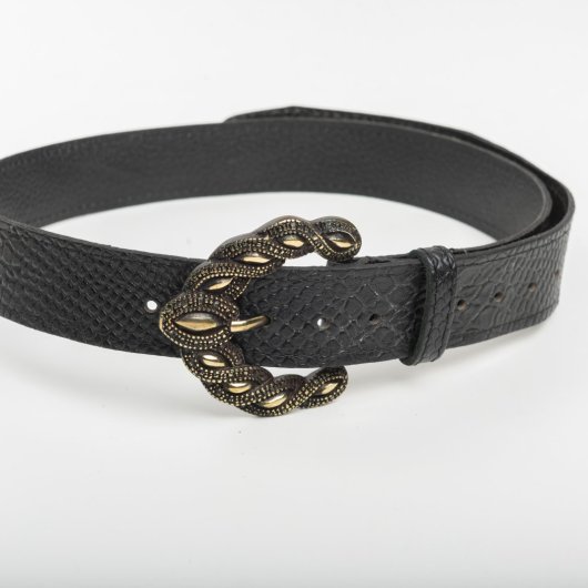 VINTAGE STYLE LEATHER BELT IN BLACK