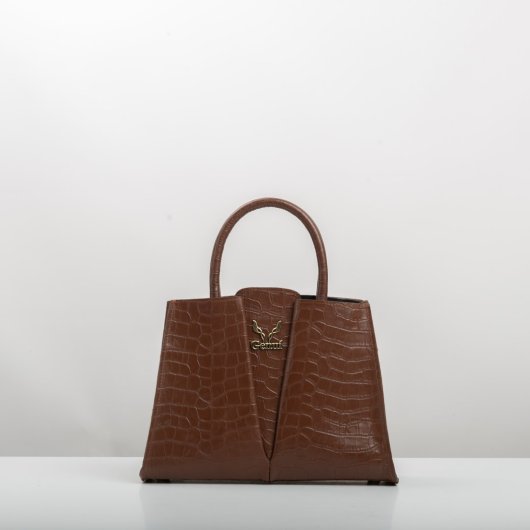 V LEATHER BAG IN BROWN