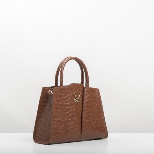 V LEATHER BAG IN BROWN