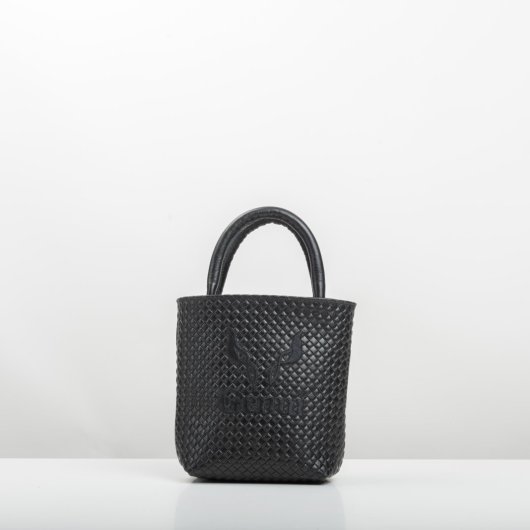 NATURAL RAFFIA HANDBAG WITH EMBROIDERY IN BLACK