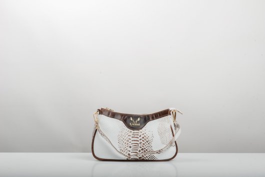 LEATHER SHOULDER BAG WITH CHAIN IN WHITE