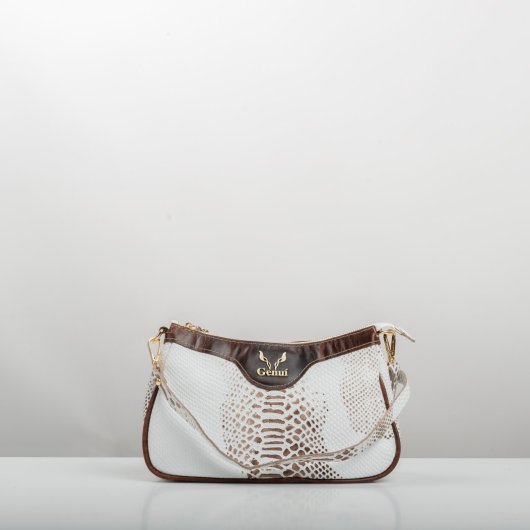 LEATHER SHOULDER BAG WITH CHAIN IN WHITE