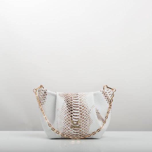 PLEATED LEATHER SHOULDER BAG IN WHITE
