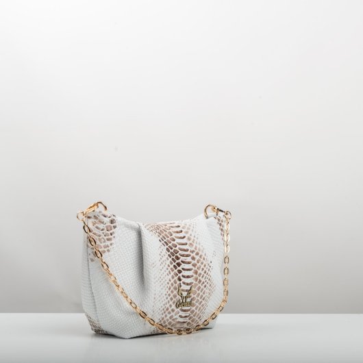 PLEATED LEATHER SHOULDER BAG IN WHITE