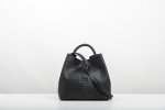ROUND-HANDLE LEATHER BAG IN BLACK
