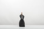 BAMBOO HANDLE LEATHER BAG IN BLACK