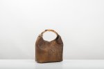 BAMBOO HANDLE LEATHER BAG IN OLIVE GREEN